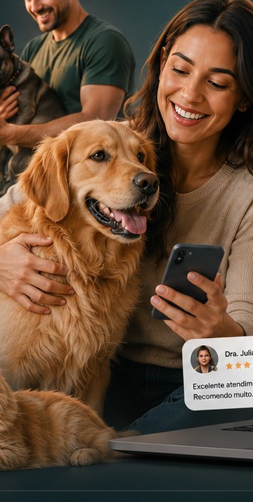 Tela de boas-vindas da Koda com tutores e seus pets